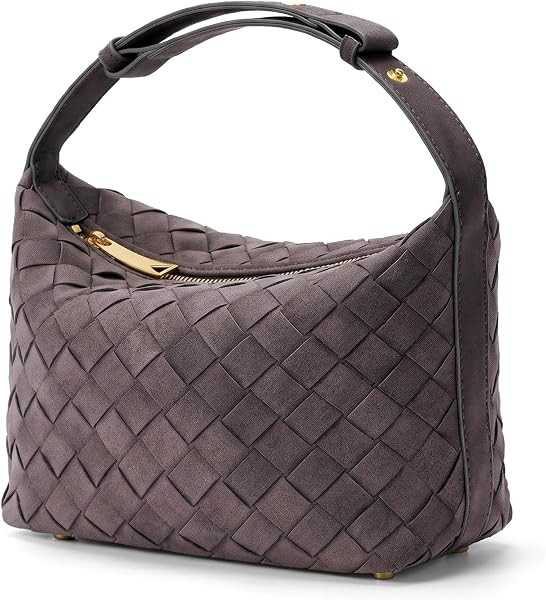 Woven Suede Shoulder Bag,Vegan Leather Hobo Handbag for Women | Amazon (US)