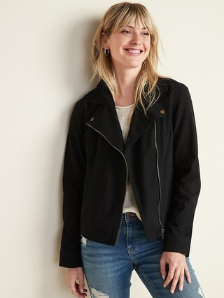 Canvas Moto Zip Jacket for Women | Old Navy (US)