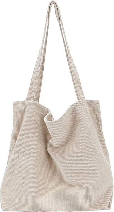 ALUWU Corduroy Tote Bag for Women Girl Canvas Shoulder Handbags Cute Large Purse | Amazon (US)