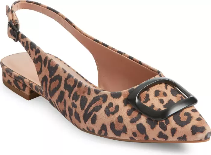 Slingback on sale leopard flats