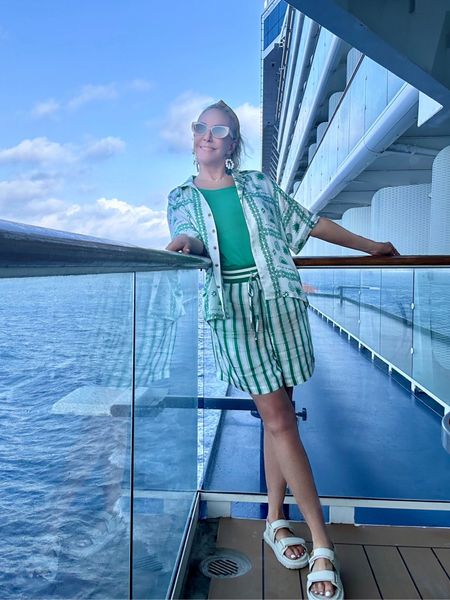 These boxer style shorts and button front top was perfect for my spa day and roaming around the ship @celebritycruises Reflection. I also found them comfy as pajamas. 
Also comes in yellow stripes. 
On sale limiytime for Mothers Dayy

#LTKsalealert #LTKover40 #LTKSeasonal