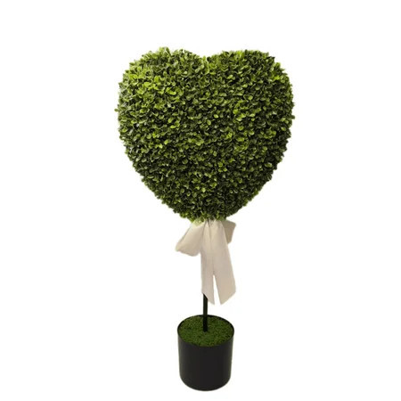Valentine’s Day Artificial Boxwood Heart Topiary Tree, Romantic Home Patio Decor with White Ribbon Potted Plant, Perfect for Valentine’s Anniversary Displays | Walmart (US)