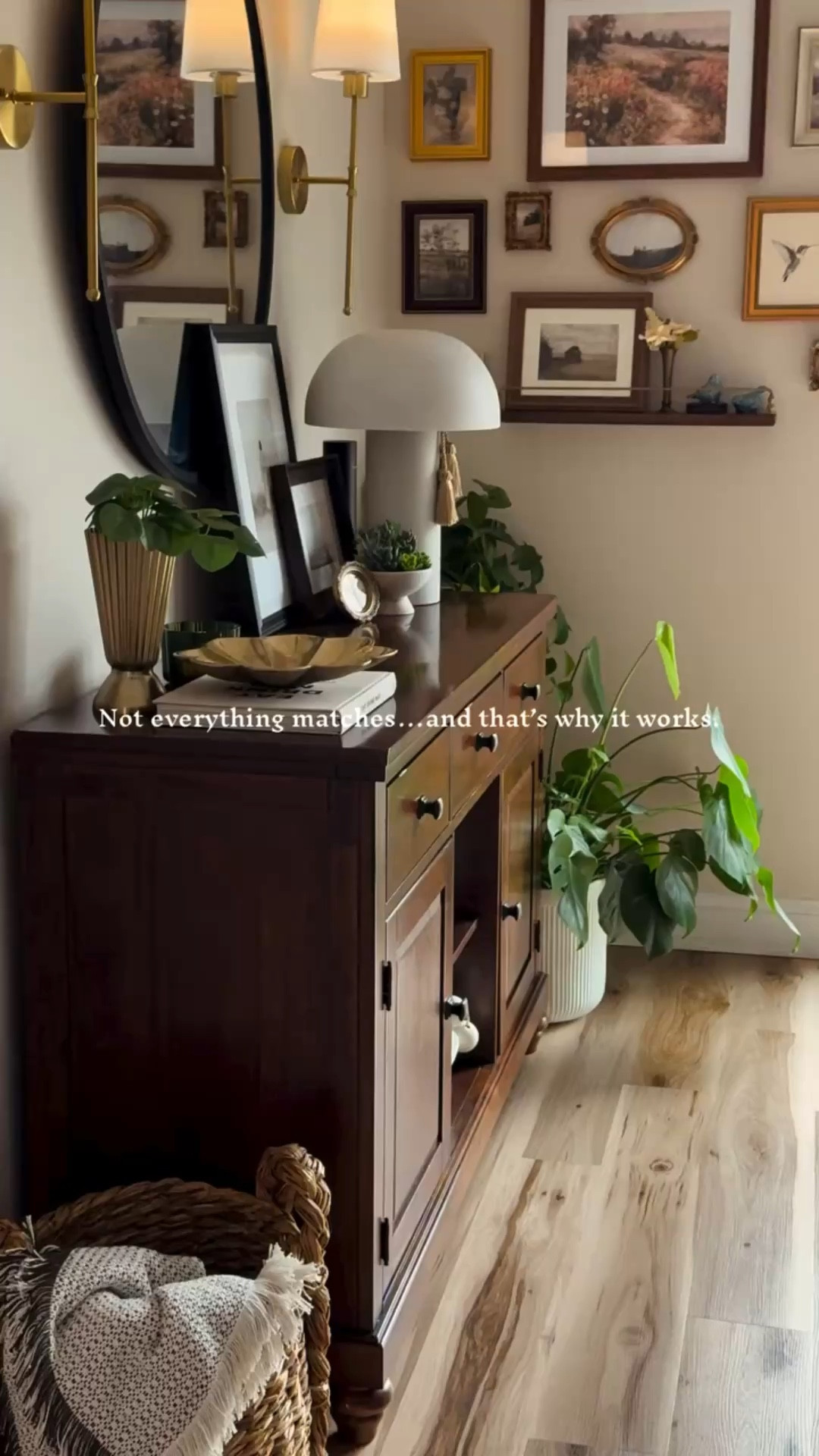 Not everything matches…and that’s why it works.

#cozyvibe #cozyathome #gallerywall #cozyvibes #cozy

#LTKHome