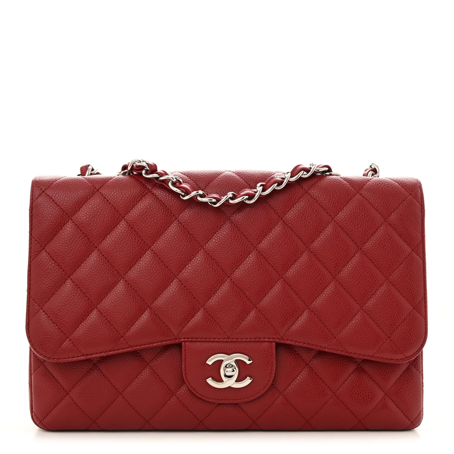 Chanel Caviar Quilted Jumbo Single Flap Dark Red 1737537 | FASHIONPHILE (US)