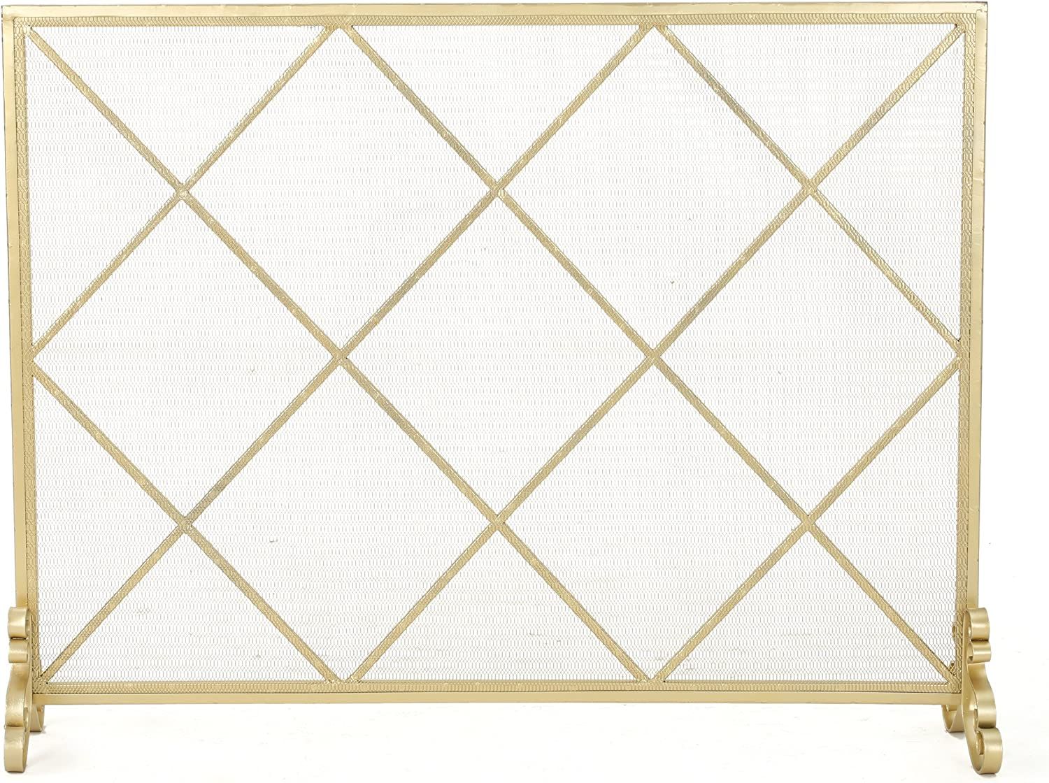 Christopher Knight Home Howell Single Panel Iron Fireplace Screen, Gold | Amazon (US)