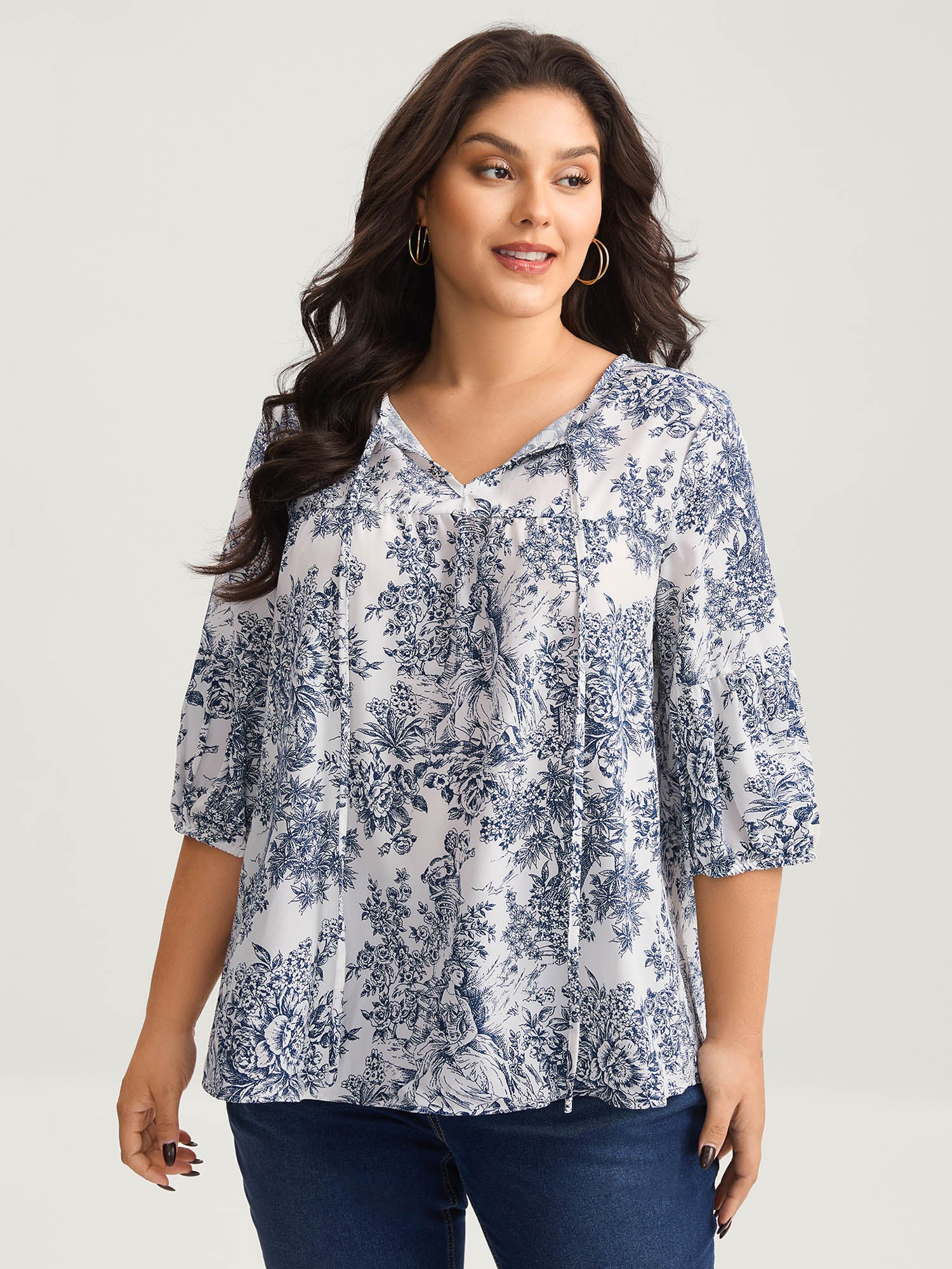 Artistic Print A-Line Blouse | Bloomchic