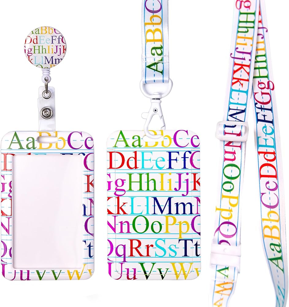 EASTEX Teacher Lanyard Keychain - ABC Alphabet ID Lanyard for Keys Badge - ID Card Holder Keychai... | Amazon (US)