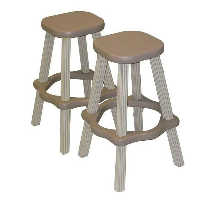 Leisure Accents 26" Barstool Plastic Outdoor Patio Set, Taupe, 2-Pack | Walmart (US)