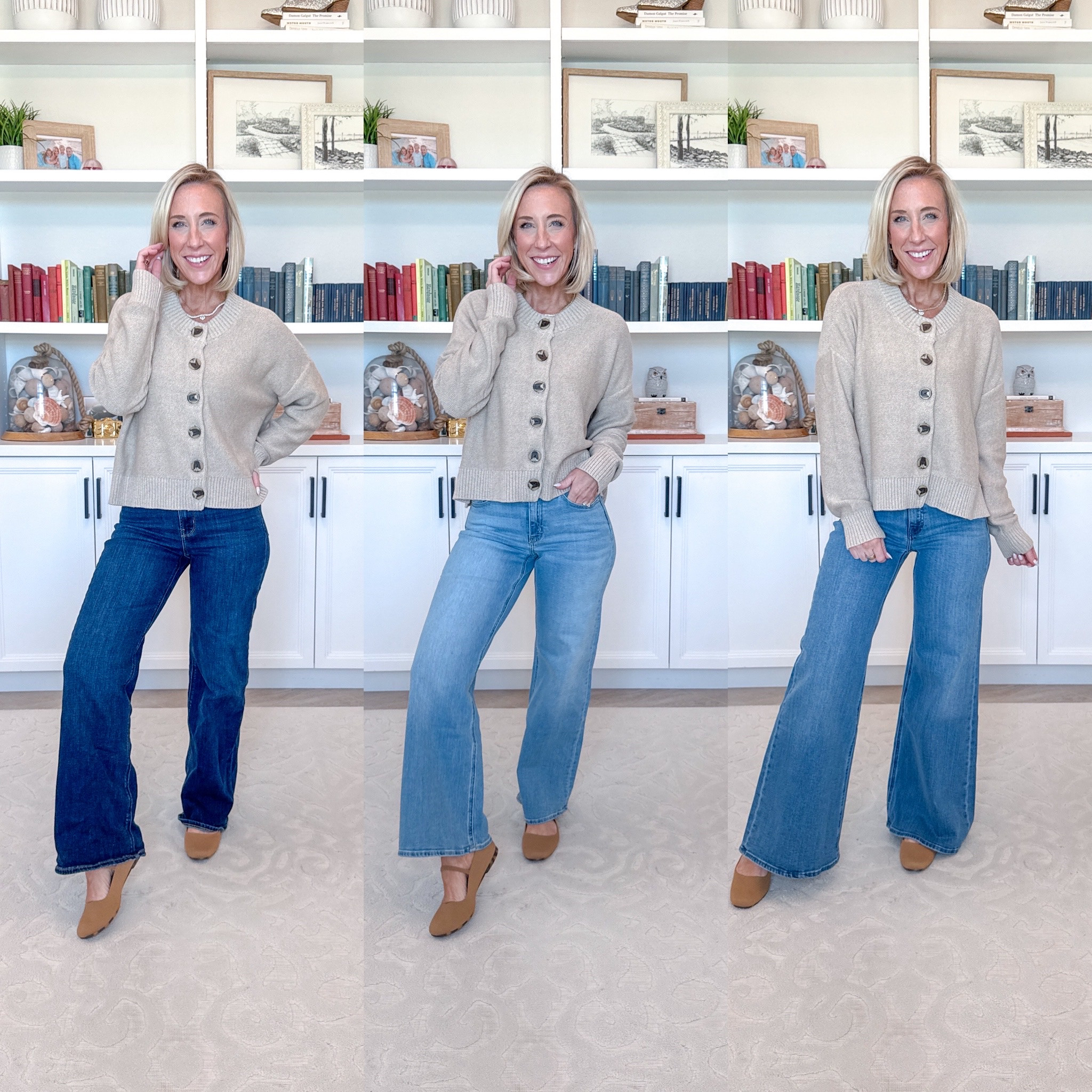 Quince - denim & dresses (pieces I loved so much, I re-ordered!) * Bella Stretch Wide Leg Jeans - Size: 25 - Inseam: 30. Color: Midnight Blue * 100% Organic Cotton Cropped Cardigan - size Small. Color: Cement Marl. 1. Bella Stretch Wide Leg Jeans - Size: 25 - Inseam: 28. Color: Frosted Blue (12 colors!). 2. Bella Stretch Palazzo Jeans - Size: 25. Color: Seaside Blue (3 colors). #quincepartner @quince

 

 