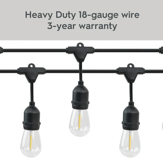 Better Homes & Gardens Commercial Grade Shatterproof LED Edison Outdoor String Lights, Heavy Duty... | Walmart (US)