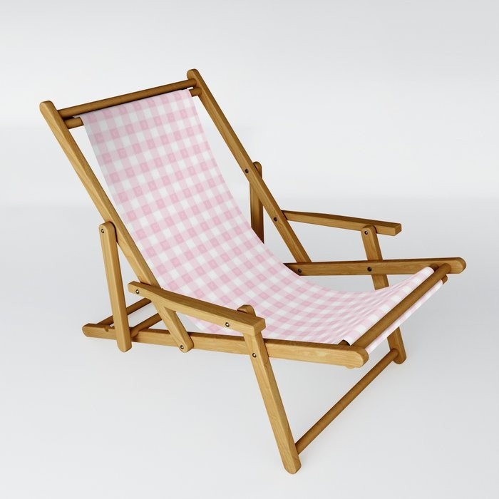 pink vichy Sling Chair | Society6