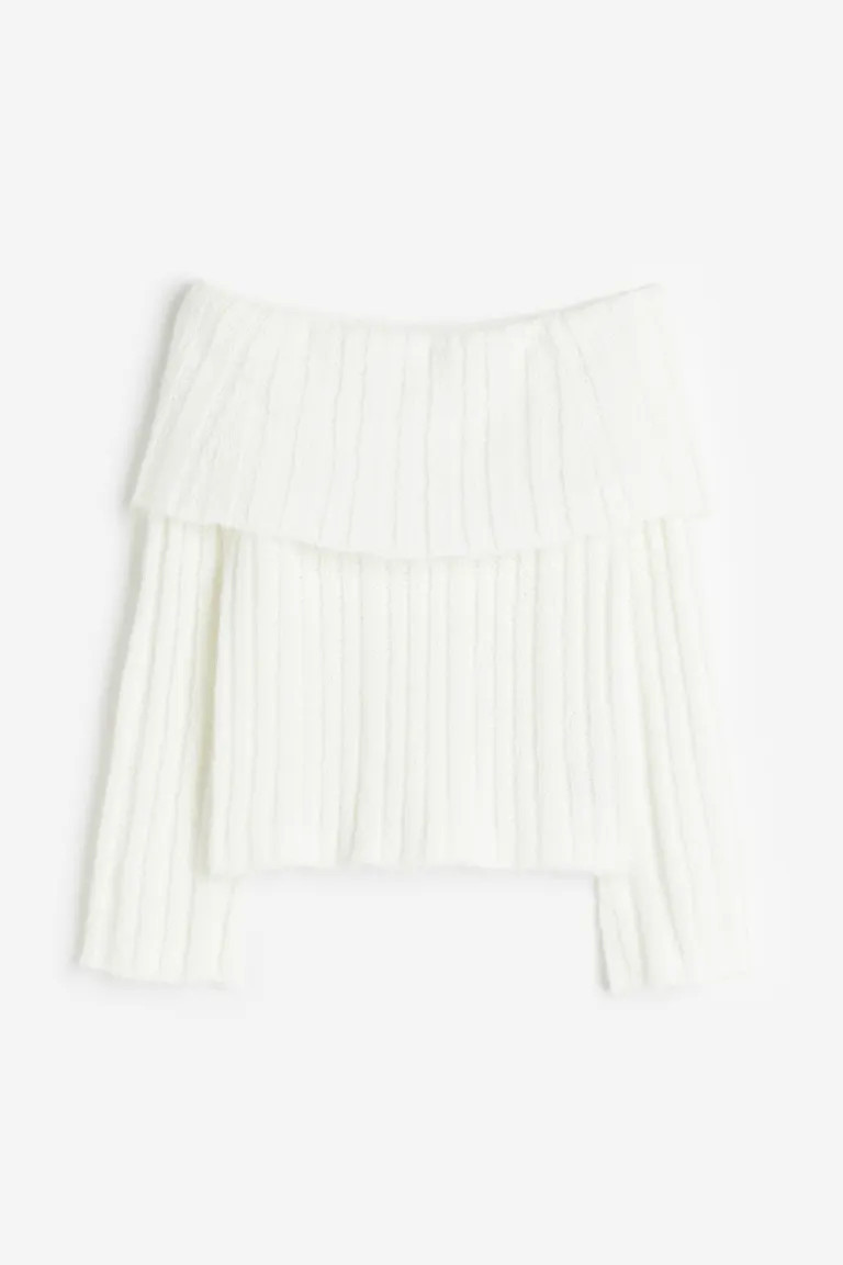 Pull épaules nues en maille côtelée | H&M (FR, IT, ES, PT, BE)