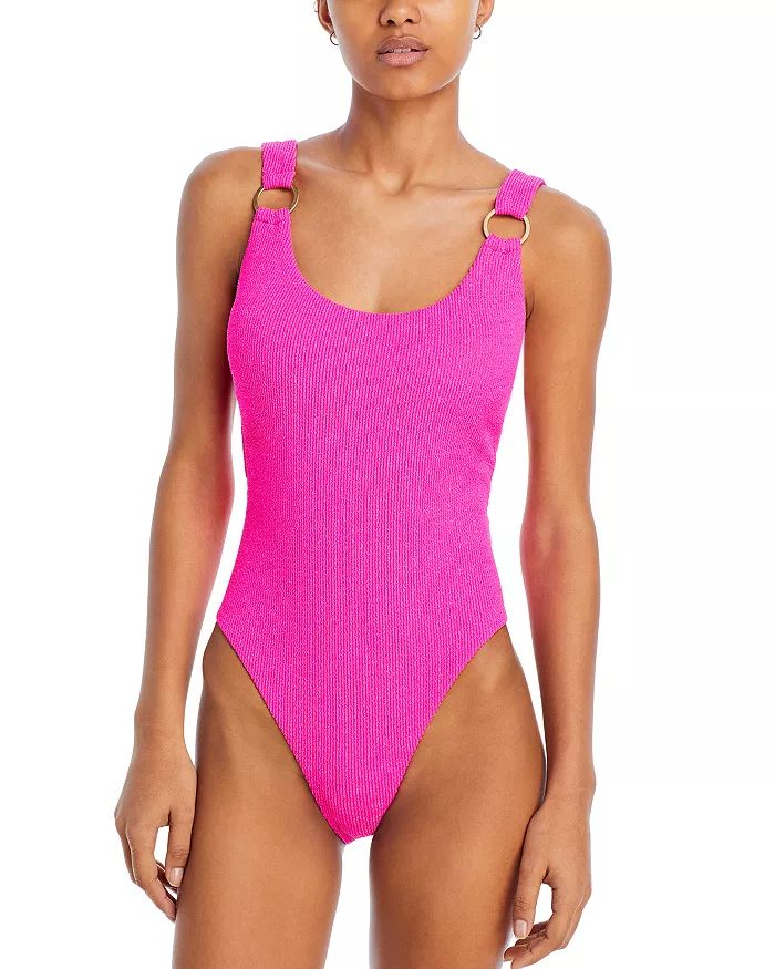 O-Ring Metallic Crinkle One Piece Swimsuit - 100% Exclusive | Bloomingdale's (US)