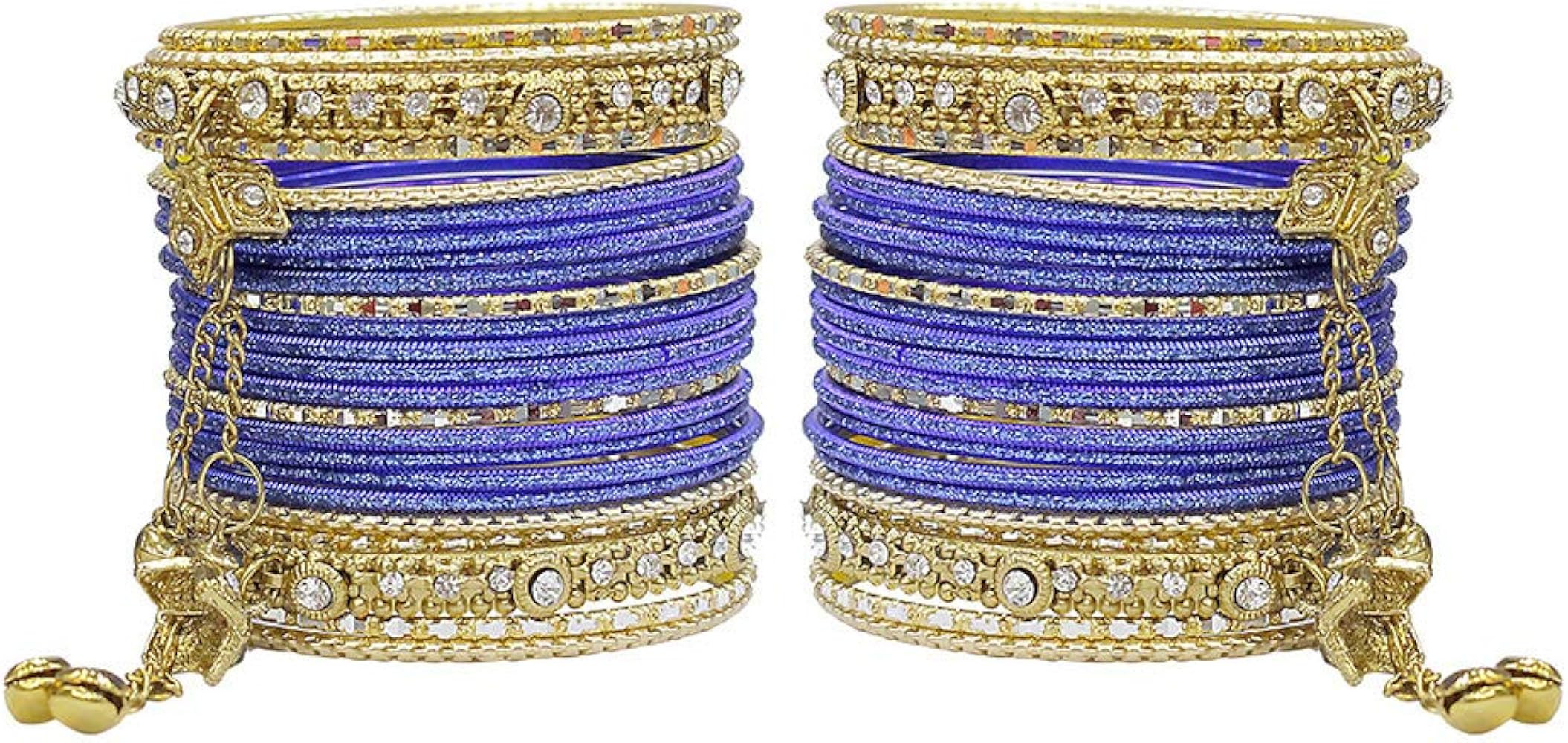 MUCH-MORE Ghungroo Style Latkan Punjabi Metal Bangles for Karva Chauth & Wedding Wear for Women &... | Amazon (US)