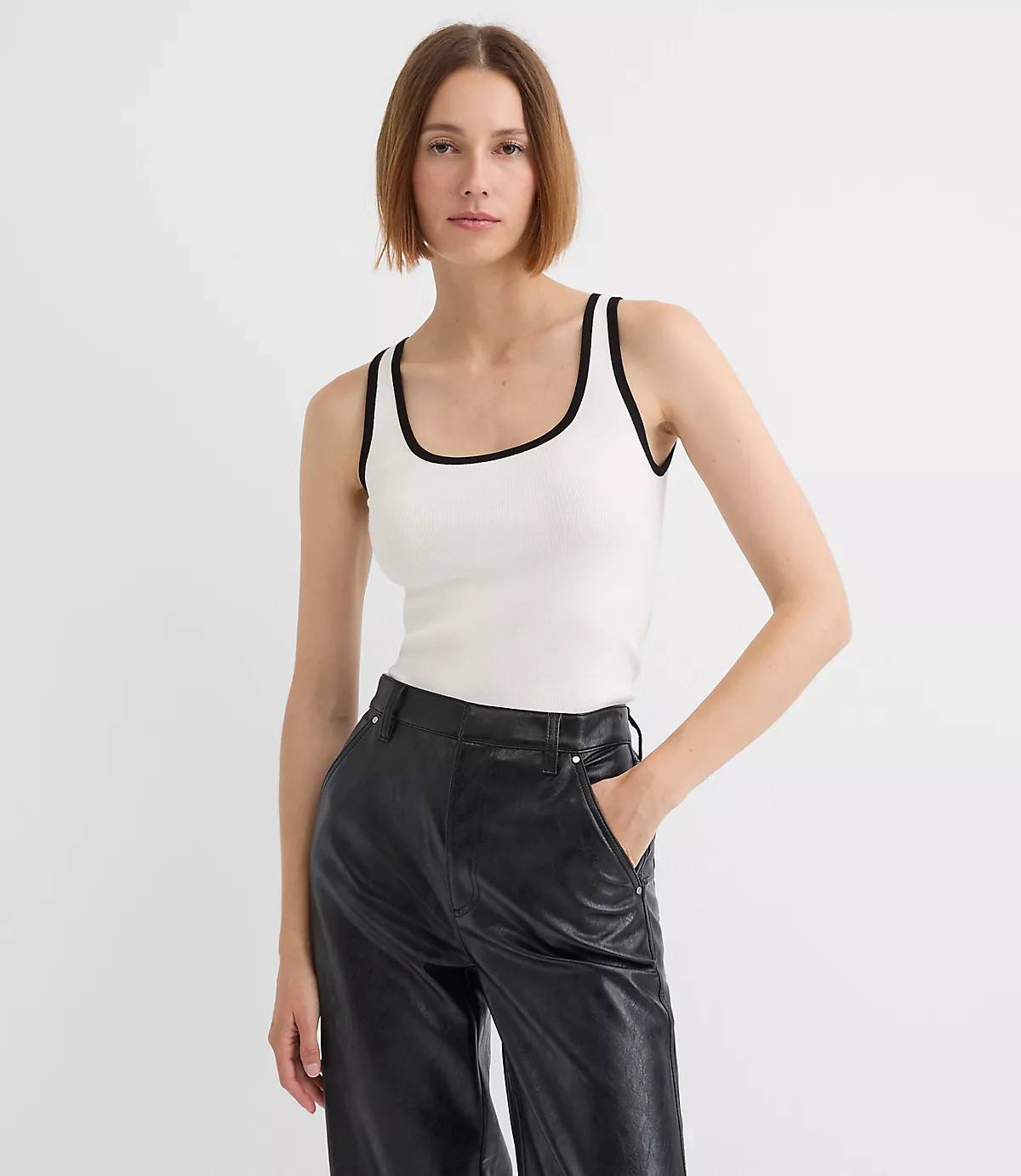 Contrast Ribbed Sweater Tank Top | LOFT