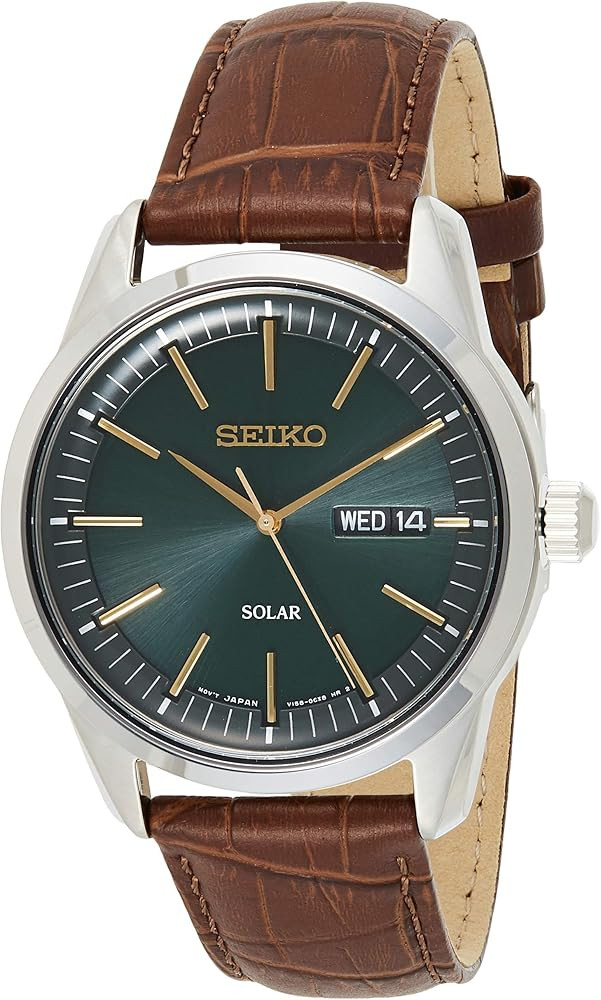 Seiko Dark Green Sunray Dial Solar Powered Men's Watch SNE529 | Amazon (US)