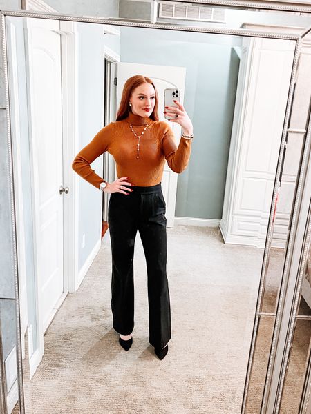 Sale alert 🚨 - these express pants are on sale right now!! They fit true to size, wearing 6 regular. The bodysuit is also true to size, wearing a medium.

Express - express sale - sale alert - sale finds - sale - black pants - work wear - work pants - professional style - bodysuit - sweater bodysuit - Abercrombie & Fitch - work heels - Dillards - Pearl earrings - amazon - amazon finds - amazon jewelry - David Yurman - luxury gifts - gift guide - gift ideas - gift idea - gifts for her - style inspo - winter style - winter outfit - work outfit - Christmas gift - holiday gift - everyday style - Shein  - street style  

#LTKworkwear #LTKSeasonal #LTKsalealert