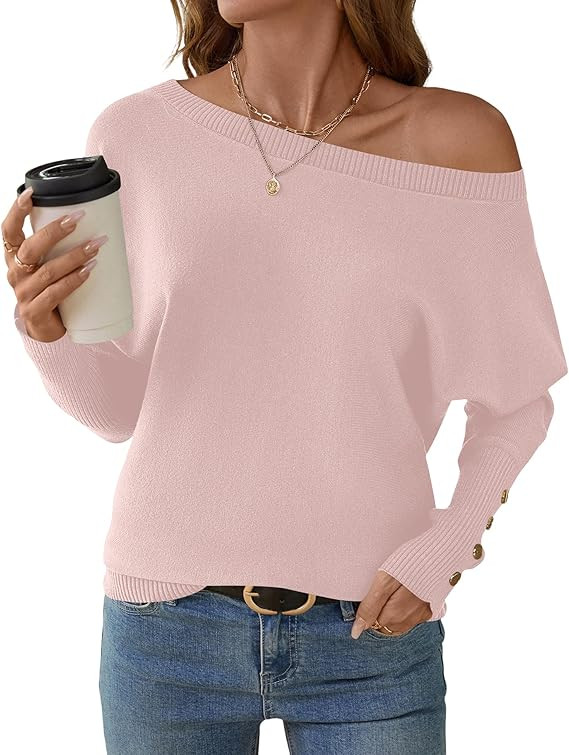Micoson Women's Off The Shoulder Sweater Top Fall 2025 Oversized Knit Long Batwing Sleeve Crochet... | Amazon (CA)