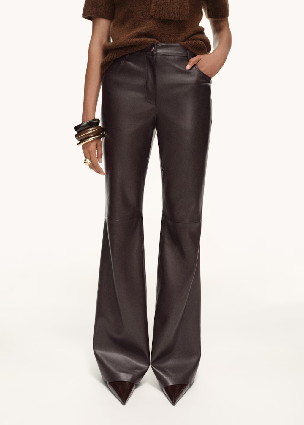 Leather-effect skinny trousers - Women | MANGO United Kingdom | MANGO (UK)
