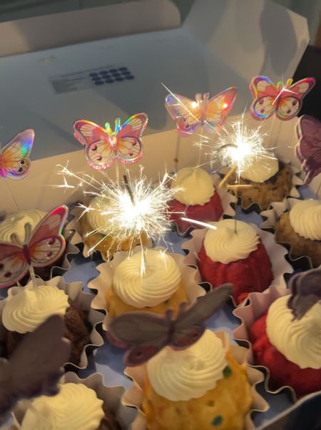Butterfly cupcake toppers from my daughter’s 22 birthday. This year instead of birthday candles I bought her number sparklers, and instead of a cake we got mini bundlet cakes in lots of different flavors from Nothing Bundt Cakes. *the first 2 was a little turned in… didn’t realize that until after I lit it!

These number sparklers are great for graduation celebrations too!

#LTKfamily #LTKparties #LTKfindsunder50