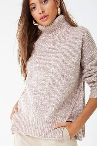 Forever 21 Marled Turtleneck Sweater , Dusty Pink | Forever 21 (US)