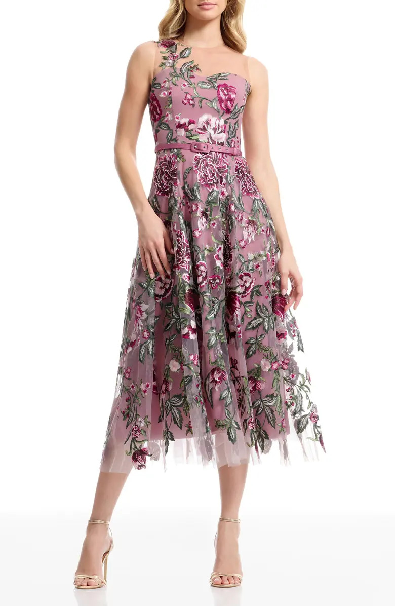 Rosemary Floral Embroidery Cocktail Midi Dress | Nordstrom
