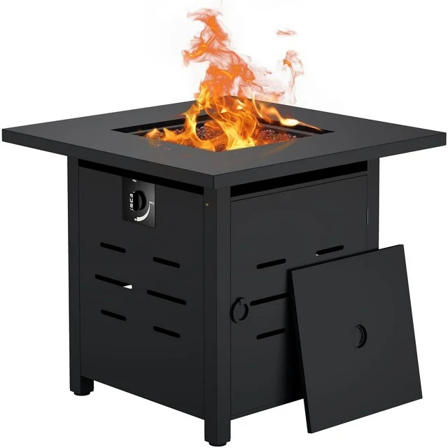 Walsunny 28 Inch Propane Gas Fire Pit Table 40000 BTU with Lid Square Firepit Table Lava Rock Fir... | Walmart (US)