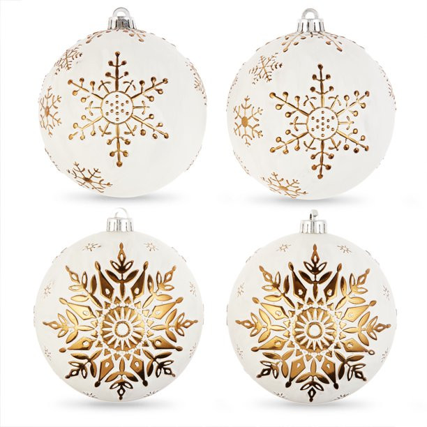 Holiday Time Gold Starburst Shatterproof Christmas Ball Ornament, 4 Pack | Walmart (US)