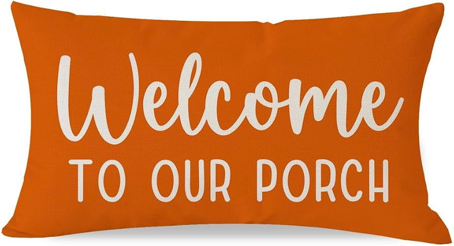 PANDICORN Farmhouse Throw Pillow Covers 12x20 Inch Welcome to Our Porch Orange Outdoor Fall Decor... | Amazon (US)