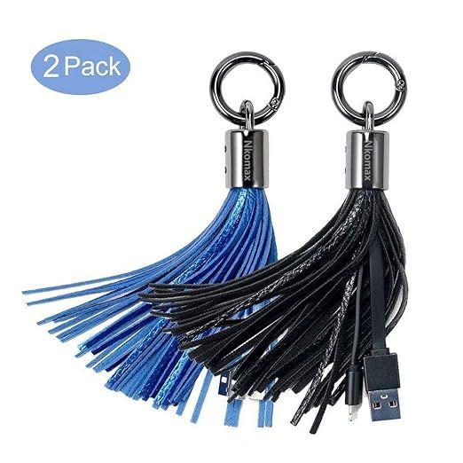 1 one enjoy Lightning to USB Keychain CableLeather Tassel with 7-Inch 2.4 Amp Lightning ChargeSyn... | Amazon (US)