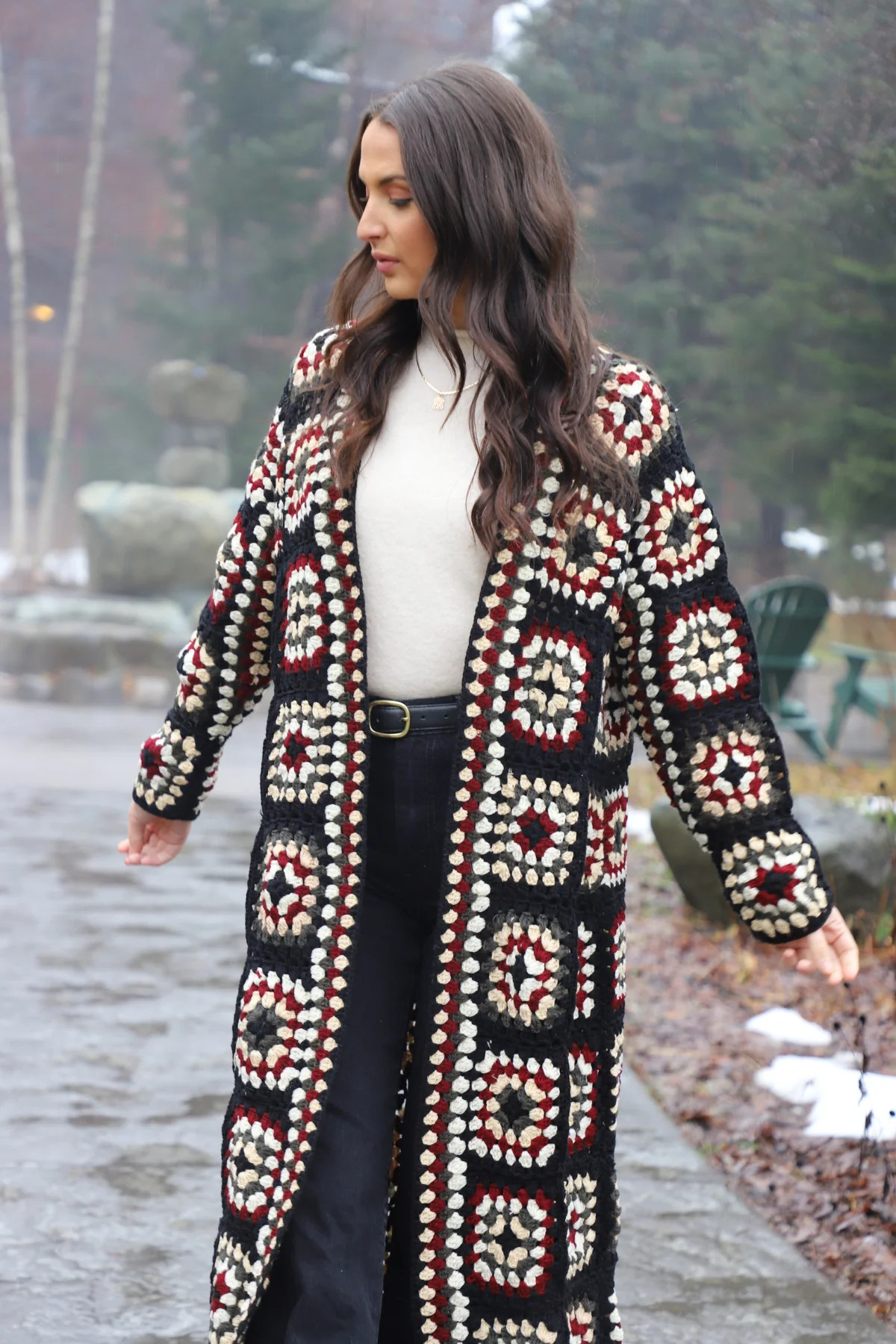 Crochet Kimono Long Cardigan Sweater | Saachi