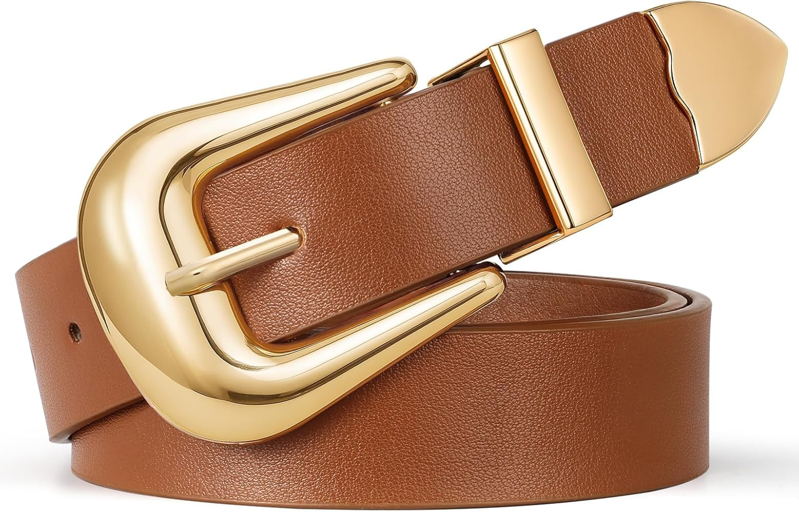 SUOSDEY Women Leather Belt for Jeans Pants, Ladies Waist Belt Western Belt with Gold Silver Buckl... | Amazon (US)