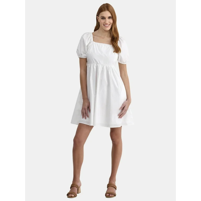 Time and Tru Women's Puff Sleeve Mini Dress, Sizes XS-XXXL | Walmart (US)