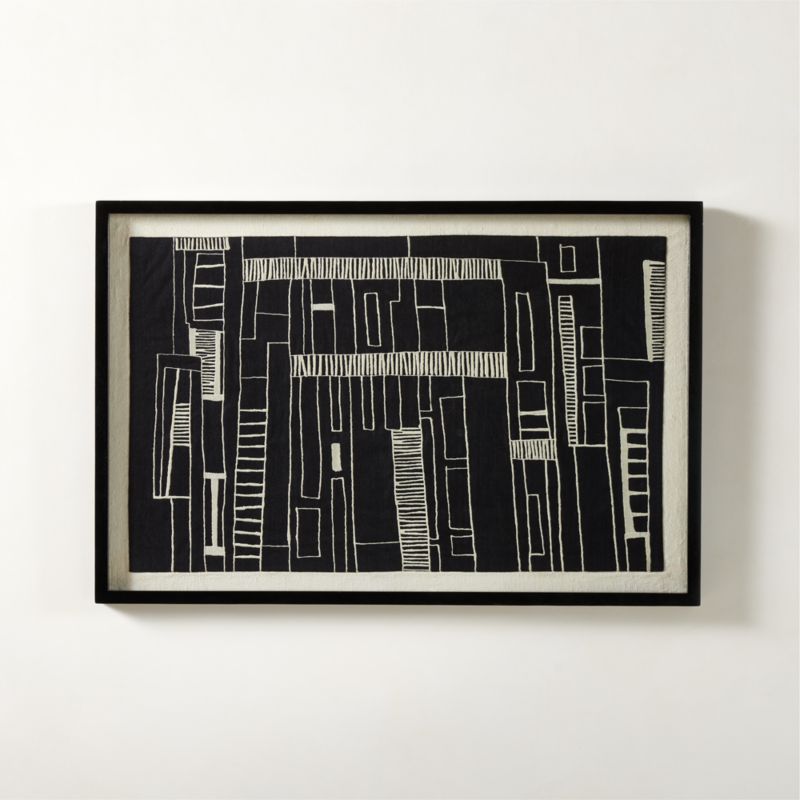 Lieter Framed Embroidered Black Silk Tapestry 24''x36'' + Reviews | CB2 | CB2