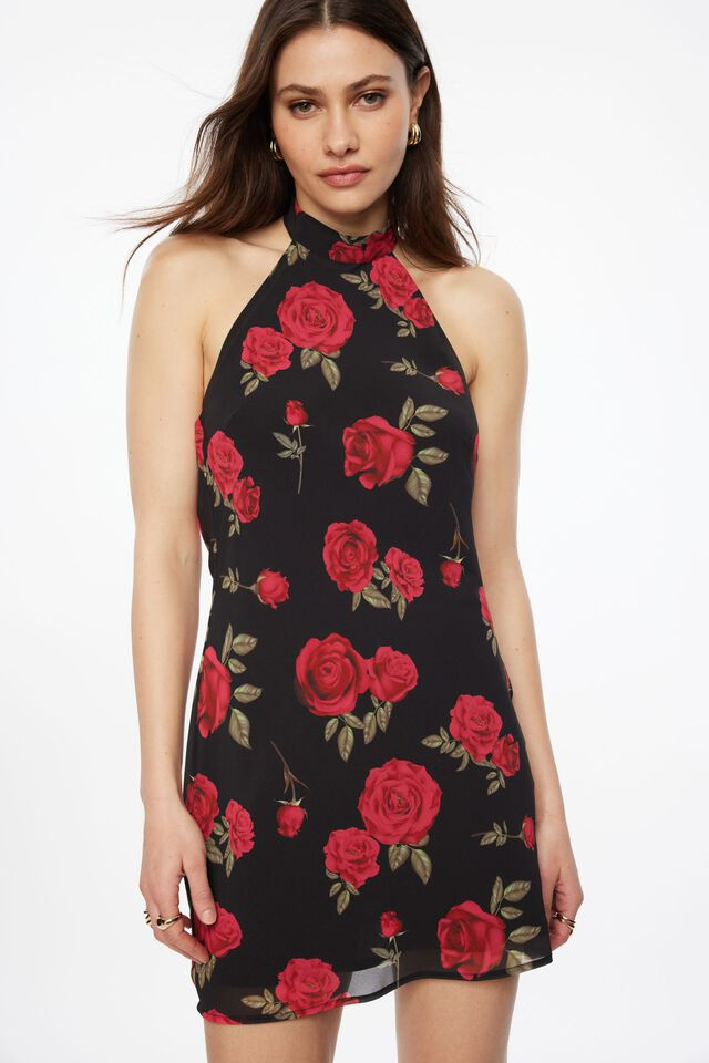 Halter Open Back Mini Dress | Dynamite Clothing