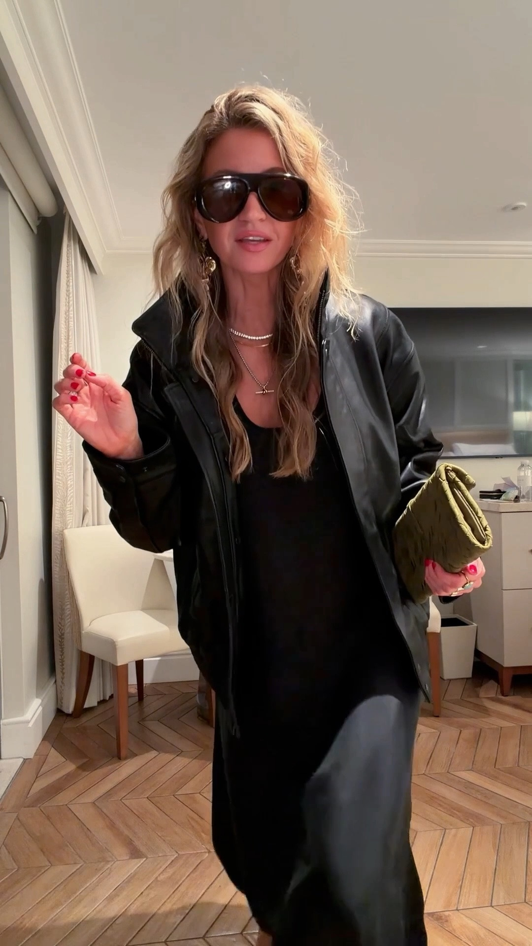 Date night in Laguna Beach. 

Black Maxi: TTS, it’s perfect and it might be sold out!
Black leather funnel neck jacket: slightly oversized, wearing a S
Nude suede kitten heels: TTS

#LTKootd #LTKgrwm #LTKdayinmylife