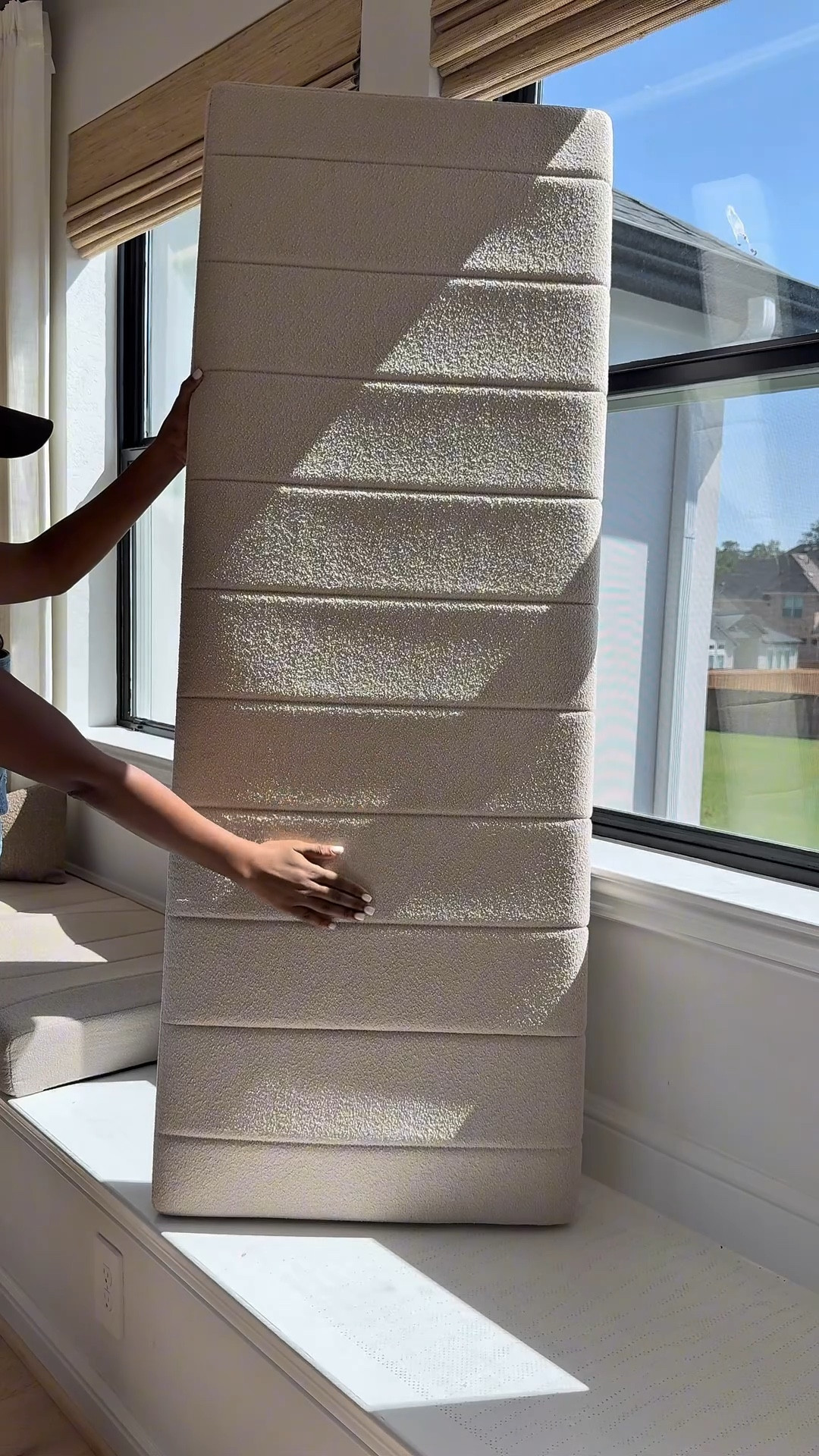 Total game changer! 🙌 These waterproof cushions are fully customizable—even down to the thickness. Choose from 12 colors, 2 shapes, 6 thicknesses, and 99+ sizes to get the perfect fit for your space.

✨ My design picks:
	- Cushion: 4.5” thickness, Beige 2
	- Blinds: Color #Ln36 Beige, Inside Mount, 100% Blackout White Liner, No Edge Binding
	- Curtains: Natural, 40W x 84L

Create your perfect combo and style your space your way! ✨
👉 Tap the link to shop and customize yours today!

#LTKSaleAlert #LTKStyleTip #LTKHome