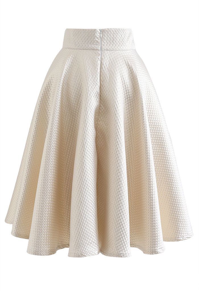 Shimmer Honeycomb Embossed Midi Skirt | Chicwish