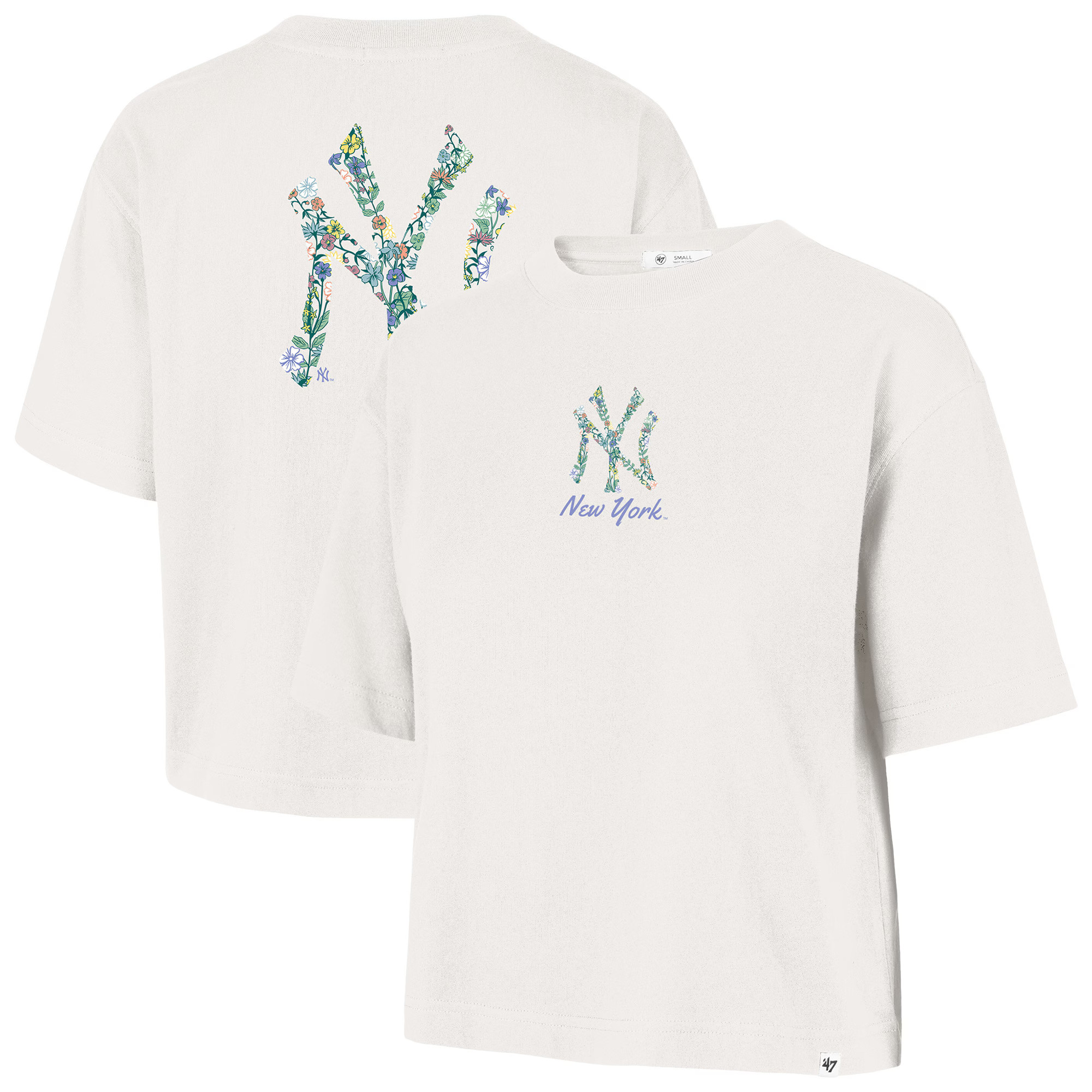Women's New York Yankees  '47 Natural Full Bloom Cropped T-Shirt | MLB Shop