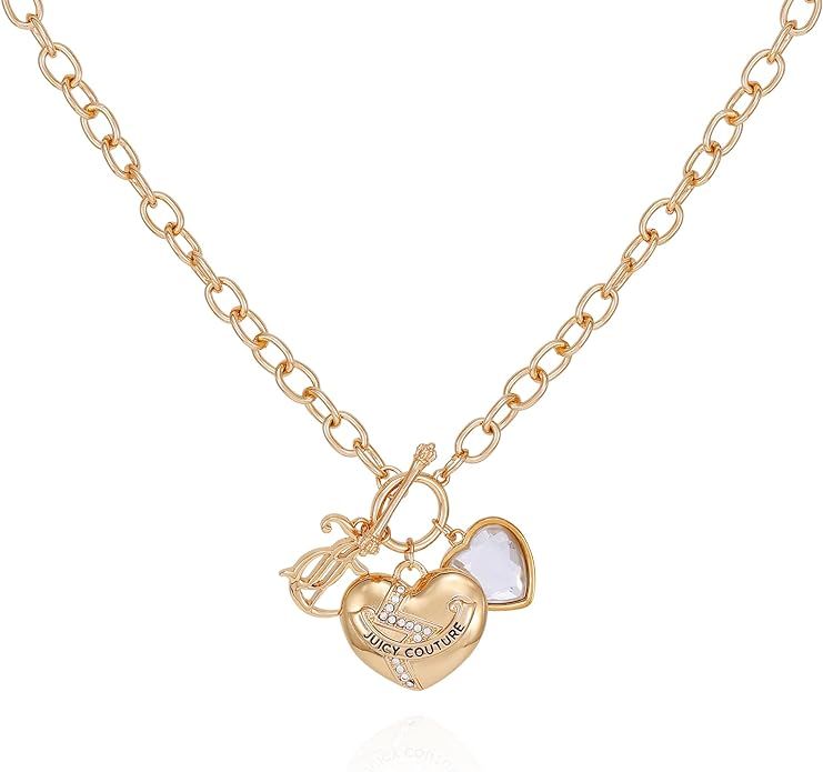 Juicy Couture Goldtone Heart Charms Pendant Necklace for Women | Amazon (US)