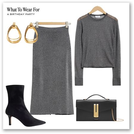 Party outfit inspo 

Evening style, & other stories, skirt co-ord set, heeled boots, demellier clutch bag, gold hoops, glittery, matching set 

#LTKSeasonal #LTKparties #LTKstyletip