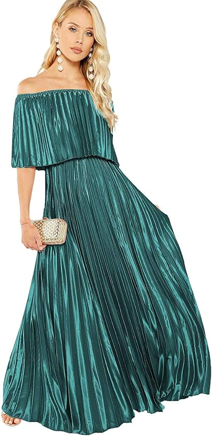 Milumia Women's Casual Off The Shoulder Layered Ruffle Party Beach Long Maxi Dress | Amazon (US)