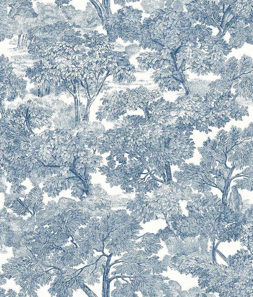 Chesapeake Spinney Toile Wallpaper, Blue Toile Wall Covering for Bedroom Living Room Accent Wall ... | Amazon (US)