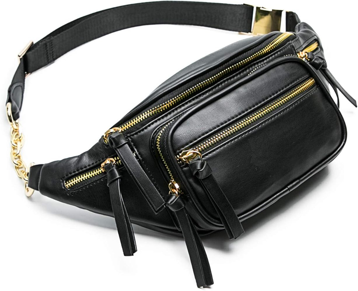 miss fong Leather Fanny pack， Belt Bag for Women, Waist Bag With 9 Pockets | Amazon (US)