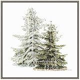 Amanti Art Framed Canvas Wall Art Print Vintage Wooded Holiday Trees in Snow by Katie Pertiet (22... | Amazon (US)