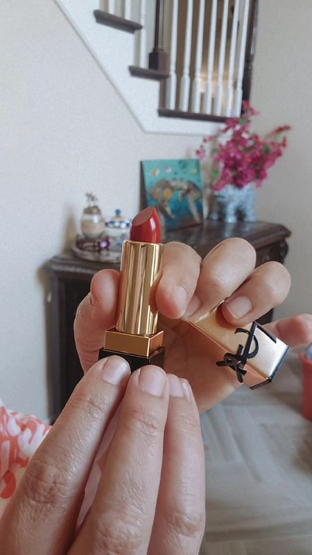 I LOVE red Lipstick. All Year round. 
I saw this new YSl and had to try it. It goes on SO super smooth. 
I love it. 

