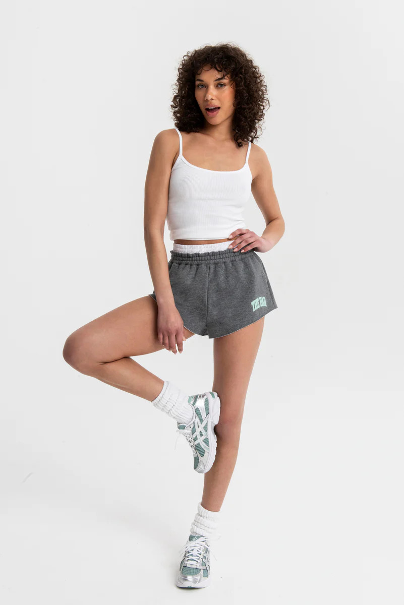 VARSITY SHORTS DARK HEATHER GREY/MINT | The Bar