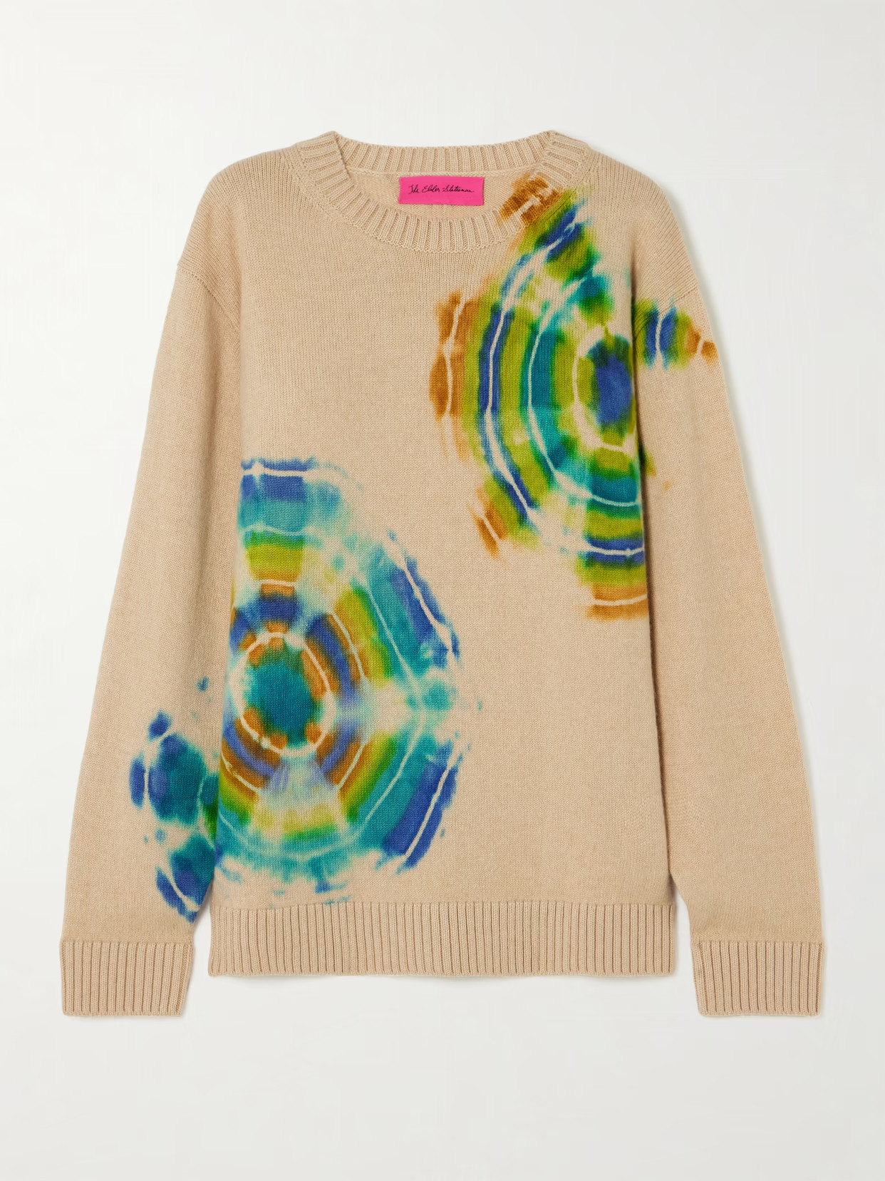 The Elder Statesman - Geode Racing Crew Tie-dyed Cashmere Sweater - Beige | NET-A-PORTER (UK & EU)