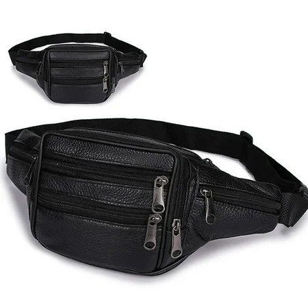 Spostyle Mens Genuine Leather Waist Bag Pack Hip Bum Bag Belt Bag Travel Pouch for Men Women - Multiple Pockets & Zippers for Hiking Running Cycling | Walmart (US)