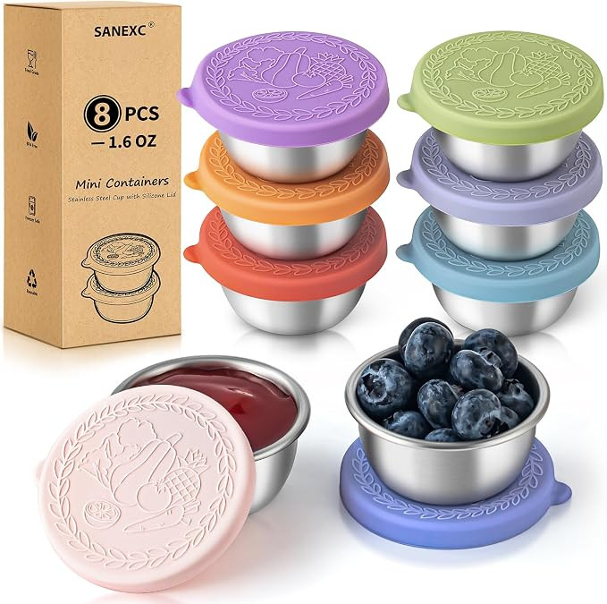 8 Pack - 1.6 Oz Small Salad Dressing Containers To Go, Leakproof Condiment Containers with Lids R... | Amazon (US)